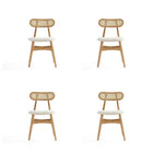 Manhattan Comfort Colbert 17.52" Industry Chic Upholstered Dining Chair - Nature and Oatmeal - Set of 4-Modern - Industry Chic Cane Dining Chair Perfect for Dining Room Use. Set of 4