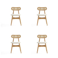 Manhattan Comfort Colbert 17.52" Industry Chic Upholstered Dining Chair - Nature and Oatmeal - Set of 4-Modern - Industry Chic Cane Dining Chair Perfect for Dining Room Use. Set of 4