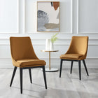 Modway Viscount Performance Velvet Dining Chair - Cognac-Black Rubberwood Legs