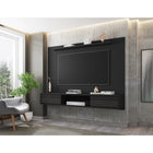 Manhattan Comfort Liberty 70.86" Mid-Century Modern Floating Entertainment Center - Black-Brackets to Mount TV on Panel Included