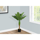 Monarch Specialties 43" Artificial Indoor Banana Tree - Floor - Black Pot-This artificial plant features a real touch trunk composed of natural wood bark and bamboo topped with natural moss for a realistic look
