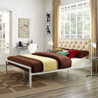 Modway Mia Vinyl Queen Bed - White Champagne-Steel rod mattress support system
