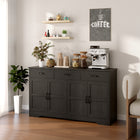 HOMCOM 55.1" L Sideboard Buffet Cabinet with Storage - Black-Three-level adjustable shelves for flexible organizing