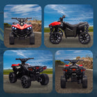 Qaba 6V Battery Powered Kids ATV 4 Wheeler with Music and LED Headlights - Red-Ergonomically designed for kids 3-8, providing comfort and confidence 