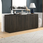 Hudson&Canal Mansfield 68"W Buffet Table - Alder Brown-Constructed of high quality engineered wood in a handcrafted black grain finish