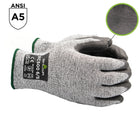 SHOWA S-TEX Smooth Polyurethane A5 Cut Resistant Poly Glove - Knit HPPE/Stainless Steel Liner - Grey - Medium -Smooth Grip