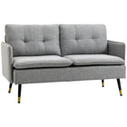 HOMCOM 55" Loveseat Sofa with Button Tufted Back - Grey-Two-seater design is excellent for limited spaces yet spacious enough to curl up to read  