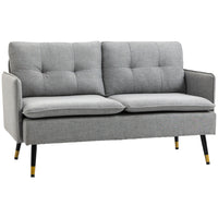 HOMCOM 55" Loveseat Sofa with Button Tufted Back - Grey-Two-seater design is excellent for limited spaces yet spacious enough to curl up to read  