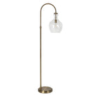Hudson&Canal Verona Arc Floor Lamp with Glass Shade - Brass/Seeded-Mid-century modern design for your living room, office space, bedroom, or reading nook