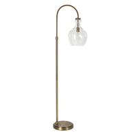 Hudson&Canal Verona Arc Floor Lamp with Glass Shade - Brass/Seeded-Mid-century modern design for your living room, office space, bedroom, or reading nook