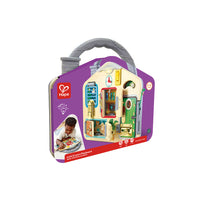 Hape Lock & Learn Playboard-With doors of different sizes and colours, this toy also encourages children to develop their color and pattern recognition skills. As a product expert, you can ask questions such as, "Can you find the green door?" to enhance their learning experience