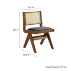 Modway Thera Vegan Leather and Cane Dining Side Chairs - Walnut/Black - 2 Pack-Rattan Cane Backrest