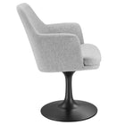 Modway Lippa Swivel Dining Upholstered Armchair - Black Light Grey-Plastic Rubber Ring for Floor Protection