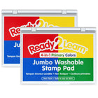 Ready 2 Learn Jumbo Washable Stamp Pad - 4-in-1 Primary Colors - 2 Pack-Mess-Free Art Time: The ink in this stamp pad washes off skin with soap and water, which makes clean-up quick and easy.