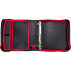 Hilroy 2" 3 Ring Pandora Zipper Binder - Red/Black-Interior Utility Pocket - Perfect for headphones, chargers, or other small accessories