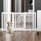 PawHut Free Standing Wooden Foldable Gate Barrier-Made from solid MDF in clean white finish, connected with metal hinges 