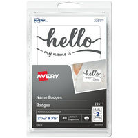 Avery Hello Name Badge, English, 30 Pack-Flexible Name Badges