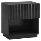 Hudson&Canal Jason Rectangular Fluted Nightstand - 24" W - Black Grain-Modern contemporary design for your bedroom, guest suite, or anywhere you need a little extra storage