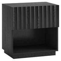 Hudson&Canal Jason Rectangular Fluted Nightstand - 24" W - Black Grain-Modern contemporary design for your bedroom, guest suite, or anywhere you need a little extra storage
