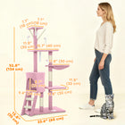 PawHut 53" Large Activity Centre Cat Tree Tower with Condo - Pink-Sisal scratching posts promote your cat's natural instinct to scratch 