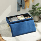HOMCOM Upholstered Storage Bench for End of Bed - Dark Blue-Storage under the seat keeps your items neatly tucked away;