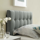 Modway Emily Upholstered Fabric Twin Headboard - Grey-Deep inset buttons