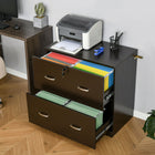 Vinsetto 2-Drawer Lateral Filing Cabinet with Lock - Espresso-Simple design, suitable for home office and study