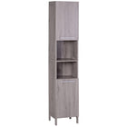 Kleankin Tall Freestanding Bathroom Storage Cabinet with Wood Grain - Wood Grain-Constructed of MDF board making this bathroom cabinet durable for long lasting use   