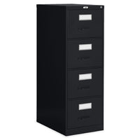 Staples 4-Drawer Vertical Legal File Cabinet - Black-Smooth-gliding, fully progressive, ball-bearing suspension for smooth operation