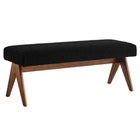 Modway Lyra 47" Boucle Upholstered Bench - Black-Boucle Fabric Upholstery