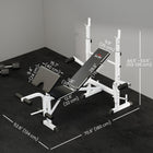 Soozier Adjustable Weight Bench with Squat Rack - White-Padded seat and back for added comfort