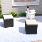 Outsunny 2 Pieces Wicker Outdoor Ottoman with Storage - Light Grey-Cushions with soft padding for optimal comfort, with elastic bands for fixing