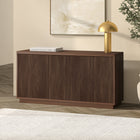 Hudson&Canal Hanson Rectangular Fluted TV Stand for TV's up to 55" - Satin Walnut-Base, top, and shelves are crafted of sturdy MDF in a Satin Walnut finish