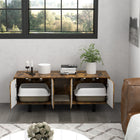 PawHut Hidden Cat Litter Box Enclosure with 2 Cabinets and Sand Drain Pad - Rustic Brown-Colour: Rustic Brown, White 