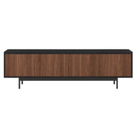 Hudson&Canal Whitman TV Stand for TV's up to 75" - Black Grain/Satin Walnut-A transitional design accommodates TVs up to 75" for your entertaining space
