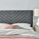 Modway Alyson Angular Channel Tufted Performance Velvet King/California King Headboard - Charcoal-Durable Stain-Resistant Fabric