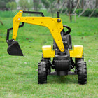 Aosom Kids Pedal Ride-On Excavator - Yellow-Overall Dimensions: 42.1" L x 16.5" W x 28" H (107 x 42 x 71 cm) 