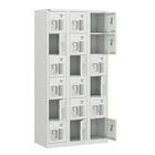 Ceha NH Series 6-Tier Commercial-grade Steel Locker with Front Vents and Recessed Handle - Bank of 3 - Light Grey-Name plate holder on door