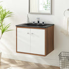 Modway Transmit 24" Wall-Mount Bathroom Vanity - White/Black-Ceramic Sink Basin
