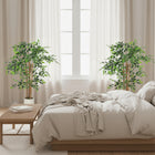 HOMCOM 4' Artificial Banyan Tree - Green - 2 Pack-Colour: Green, White 