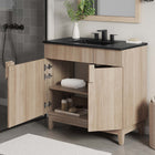 Modway Miles 36" Bathroom Vanity - Black/Oak-Ceramic Sink Basin