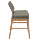 Modway Wellspring Outdoor Patio Teak and Rope Counter Stool - Light Gray Greige-Non-Marking Foot Pins