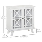 HOMCOM 31" L Storage Cabinet with Fretwork Doors and Shelf - White-Works as a buffet, storage cabinet, and TV console, perfect for an entryway, dining room, and kitchen 