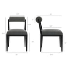 Modway Kai Fabric Dining Chair 2-Piece Set - Charcoal-Rolled Fabric Backrest