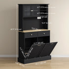 HOMCOM 68" H Kitchen Pantry Cabinet with Charging Station - Black-Fits in small spaces around the home 
