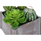 Monarch Specialties 9370 8" Tall Artificial Succulents - Grey Wooden Pots - Set of 2-Each artificial succulent is housed in a modern grey wooden pot, offering a natural texture that enhances its realistic look