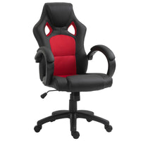 HOMCOM Racecar Style Office Chair - Red-Comfortable design with soft PU leather, padded seat providing extra comfort