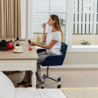 Homy Casa Fabric Upholstered Task Chair - Dark Blue-360 degree swivel and pneumatic seat-height adjustment
