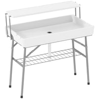 Outsunny 3.5ft Folding Ice Cooler Table with Drain-Two tier design with shelf for practical use
