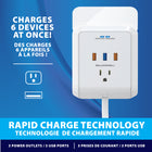 Bell + Howell Power Pro Outlet Extender-Power 6 devices at once: charge all your devices at once from 1 conveniently placed device, the power pro features 3 standard USB ports and 3, 3 prong outlets, so you never have to worry about needing more outlets